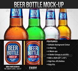 啤酒瓶品牌标签展示模型(第一套)：Beer Bottle Mock-up V1